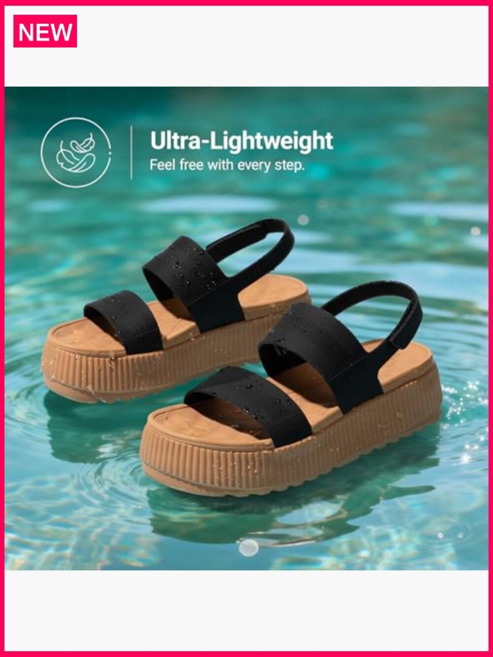 Women's Platform Wedge Sandals Waterproof Lightweight Beach Summer - Picture 5 of 7